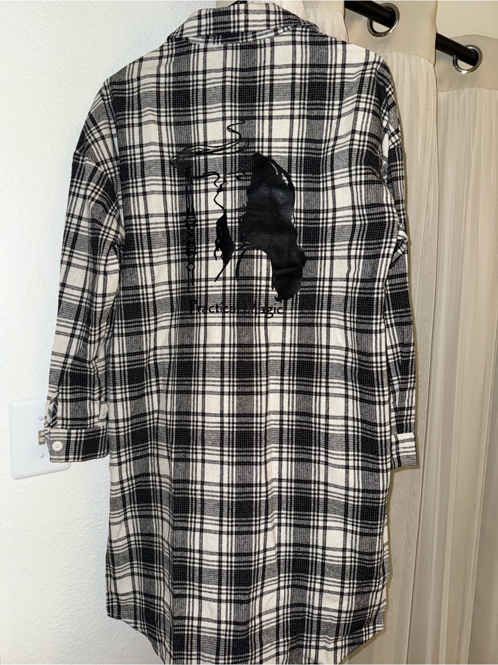 Custom Practical Magic Black & White Plaid Flannel Dress/Tunic/Cardigan